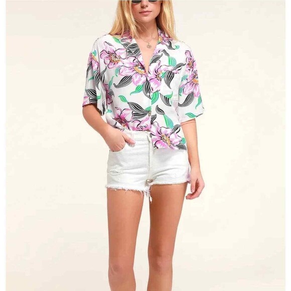 Levi's San Fransisco Mahina Crop Tropical Top Size XS - Picture 1 of 7